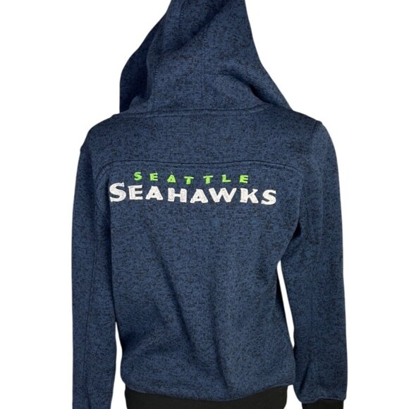 Seattle Seahawks Full-Zip Hoodie Blue Heather Embroidered Logos  Fleece size S - Picture 7 of 10